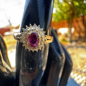 Pure K18 Japan Gold with Natural Diamond and Ruby Stone.